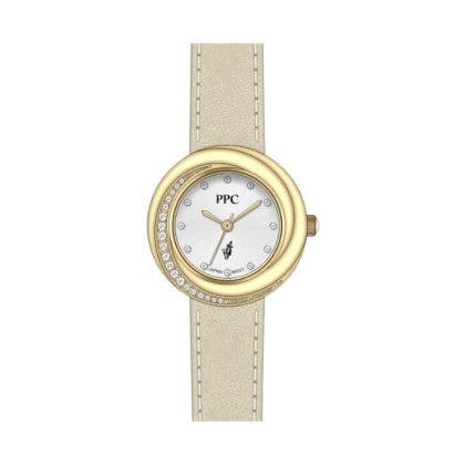 Paris Polo Club PPC-FA12-GD-WE Curved Crystal-set Bezel Women Watch